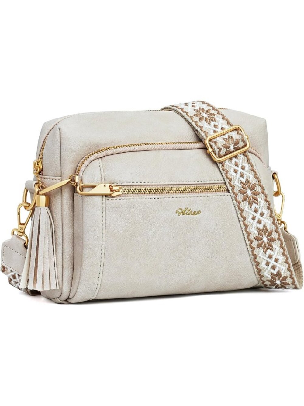 Women's Beige Vegan Leather Purses Stylish Designer Pockets Crossbody Bags
